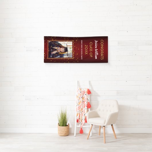 Bourgondië Gold Confetti 2020 Afstudeerfeest met f Spandoek (Insitu)