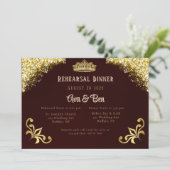 Bourgondië Gold Royal Repetitie Dinner Invitation Kaart (Staand voorkant)