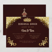 Bourgondië Gold Royal Repetitie Dinner Invitation Kaart (Voorkant / Achterkant)