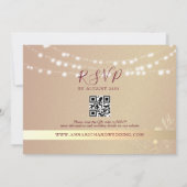 Bourgondië Gold String Lights bruiloft Uitnodiging (Achterkant)