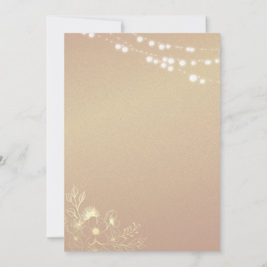 Bourgondië Gold String Lights bruiloft Uitnodiging (Achterkant)