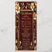 Bourgondië Golden Flowers huwelijksprogramma Programmakaart (Voorkant)