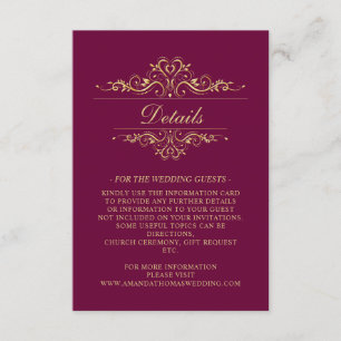 Bourgondië Golden Lijst Wedding Enclosure Kaart