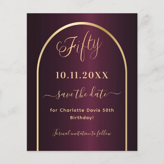 Bourgondië goud 50e budget verjaardag save the dat flyer (Voorkant)