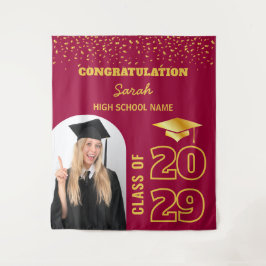 Bourgondië & Goud Aangepast Afstuderen Achtergrond Wandkleed