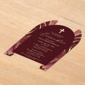 Bourgondië Goud Agaat Bevestiging Modern Elegant Acryl Uitnodigingen (Laagn)