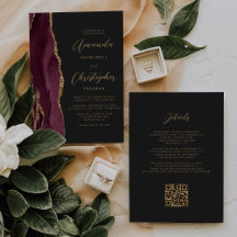 Bourgondië Goud Agaat Donkere QR Code Trouwen