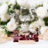 Bourgondië Goud Alice in Wonderland Trouwen Acryl Uitnodigingen