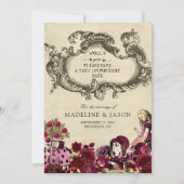 Bourgondië Goud Alice in Wonderland Trouwen Save The Date (Voorkant)