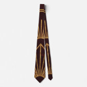 Bourgondië & Goud Art Deco Geometrisch Patroon For Stropdas (Voorkant)