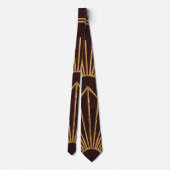 Bourgondië & Goud Art Deco Geometrisch Patroon For Stropdas (Achterkant)