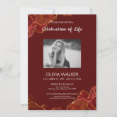 Bourgondië & Goud Begrafenis Vieren van het leven Kaart (Voorkant)