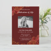 Bourgondië & Goud Begrafenis Vieren van het leven Kaart (Staand voorkant)