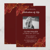 Bourgondië & Goud Begrafenis Vieren van het leven Kaart (Voorkant / Achterkant)