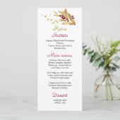 Bourgondië & Goud Bloemen Bruiloft Menu (Staand voorkant)