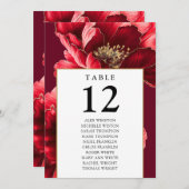 Bourgondië Goud Bloemen Tafel Nummer Zitting Grafi Kaart (Voorkant / Achterkant)