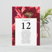 Bourgondië Goud Bloemen Tafel Nummer Zitting Grafi Kaart (Staand voorkant)