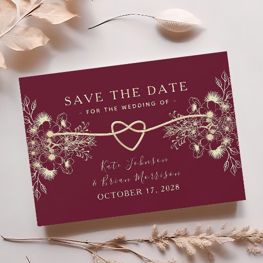 Bourgondië Goud Bloemige Herfst Save The Date