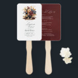 Bourgondië, goud en marine wijn Bachelorette Weeke Handwaaier<br><div class="desc">Verhoog uw vrijgezellenweekend met dit romantische gouden,  bordeauxrode en marineblauwe ontwerp met een reisschema.</div>