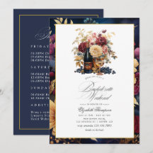 Bourgondië, goud en marine wijn Bachelorette Weeke