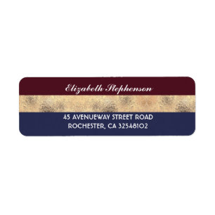 Bourgondië Goud en Navy Stripes Moderne bruiloft Etiket