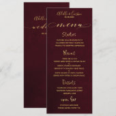 Bourgondië & Goud Fancy Cursieve Kalligrafie Menu (Voorkant / Achterkant)