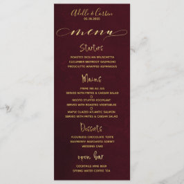 Bourgondië & Goud Fancy Cursieve Kalligrafie Menu