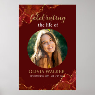 Bourgondië & Goud Foto Begrafenisbord Poster