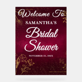 Bourgondië & Goud Herfst Vrijgezellenfeest Welkom Acryl Bord