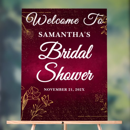 Bourgondië & Goud Herfst Vrijgezellenfeest Welkom Acryl Bord (Neutraal)