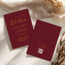 Bourgondië Goud Moderne Typografie RSVP Trouwen Kaart