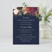 Bourgondië Goud Navy Confetti Bloemstuk Bruiloft H Informatiekaartje (Staand voorkant)