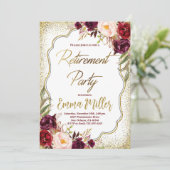 Bourgondië & Goud Pensioen Viering Kaart (Staand voorkant)