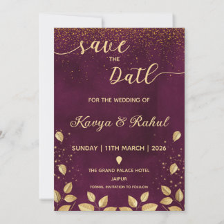 Bourgondië & Goud Save-the-Date Uitnodiging