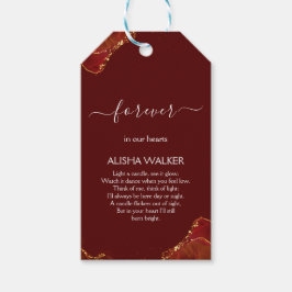 Bourgondië & Goud Uitvaart Gedenkteken Gift Labels Cadeaulabel