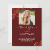 Bourgondië & Goud Uitvaart Memorial Dank u kaart (Voorkant)