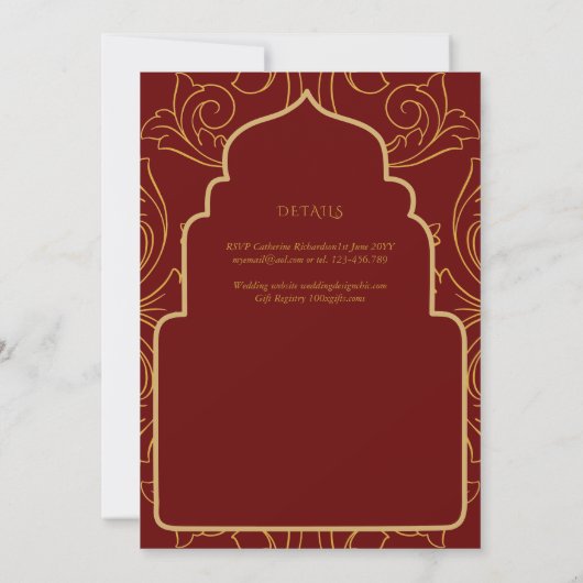 Bourgondië Goud Versierde Katholieke Huwelijksmis  Kaart (Achterkant)