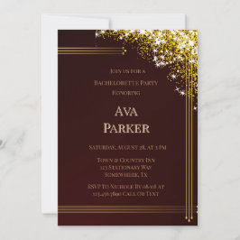 Bourgondië Gouden Bloei Glitter Bachelorette Party Kaart