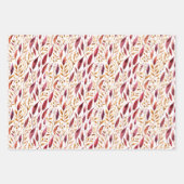 Bourgondië & Gouden Bloem Blad Patroon Inpakpapier Vel (Voorkant 3)