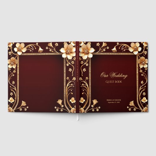 Bourgondië Gouden Bloemen Gastboek Gastenboek (Volledig)