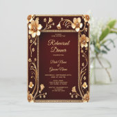 Bourgondië Gouden Bloemen repetitie diner Kaart (Staand voorkant)