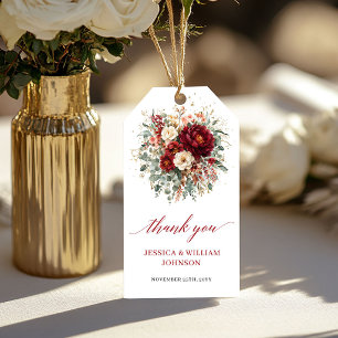 Bourgondië Gouden Bloemige Herfst Boho bruiloft fa Cadeaulabel