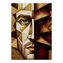 Bourgondië Gouden Cubistische Man - Getextureerd A