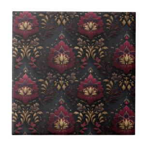 Bourgondië Gouden Damast Elegantie Tegeltje