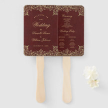 Bourgondië Gouden Elegante Vintage Trouwprogramma