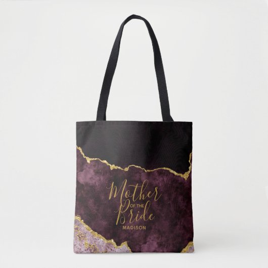 Bourgondië & Gouden Folie Agaat Moeder van de Brui Tote Bag (Voorkant)