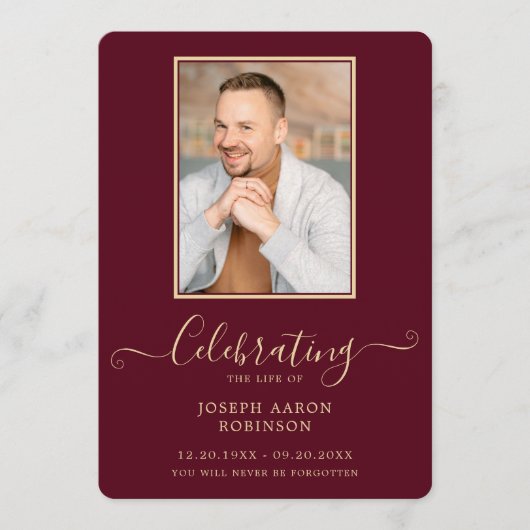 Bourgondië Gouden Foto Begrafenis Orde van Service Programmakaart (Voorkant)