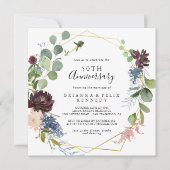 Bourgondië Gouden Geometrische 50ste Huwelijksverj Kaart (Voorkant)