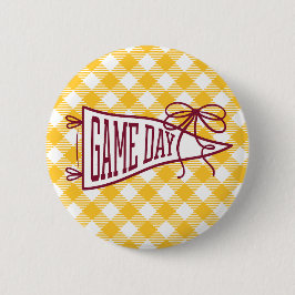 Bourgondië & Gouden Gingham Wedstrijddag Wimpel Ronde Button 5,7 Cm