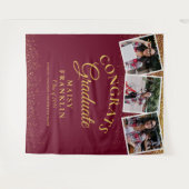 Bourgondië Gouden Glitter Afstudeerceremonie 3 Fot Wandkleed (Voorkant (horizontaal))